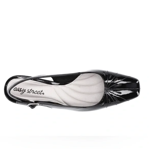 Women’s Dress Shoes Easy Street Catie Slingback Pumps Black Patent Size 7.5 - Picture 9 of 11